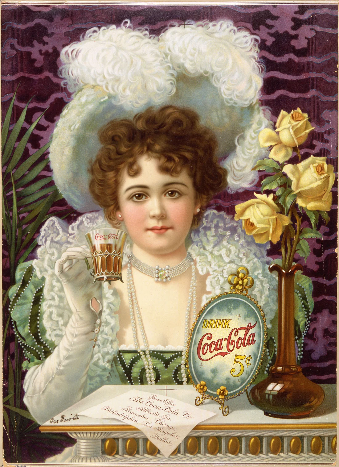 Рекламная хромолитография Coca-Cola, около 1900 года. Библиотека Конгресса США, общественное достояние.